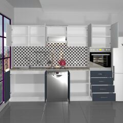 Decoraktiv Elite 280Q Ankastre Boy Dolaplı MDF Hazır Mutfak Dolabı Antrasit - Buz Gri