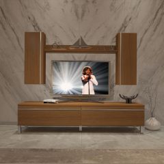 Decoraktiv Eko 7 Mdf Std Krom Ayaklı Tv Ünitesi Tv Sehpası Ceviz