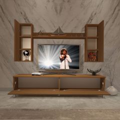 Decoraktiv Eko 7 Mdf Std Krom Ayaklı Tv Ünitesi Tv Sehpası Ceviz