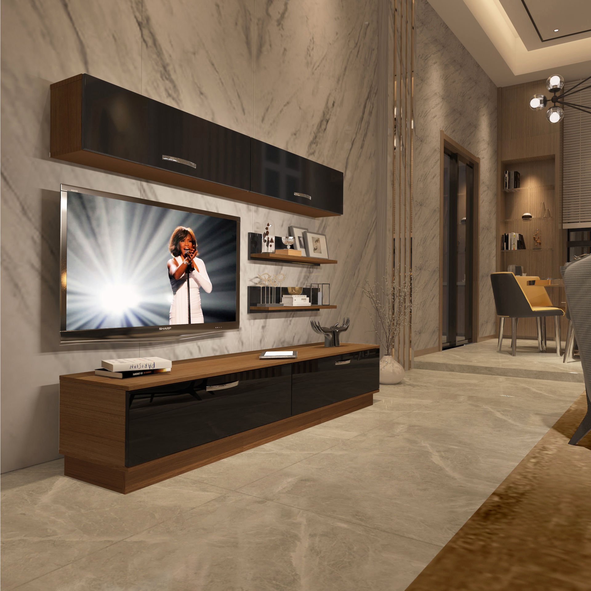 Decoraktiv Eko 5B Slm Std Tv Ünitesi Tv Sehpası Ceviz - Siyah