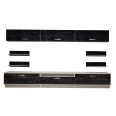 Decoraktiv Trendstyle 8Y Mdf Tv Ünitesi Tv Sehpası Beyaz - Siyah Mermer