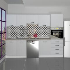 Decoraktiv Elite 280Q Ankastre Boy Dolaplı MDF Hazır Mutfak Dolabı Buz Gri