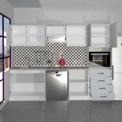 Decoraktiv Elite 280Q Ankastre Boy Dolaplı MDF Hazır Mutfak Dolabı Buz Gri