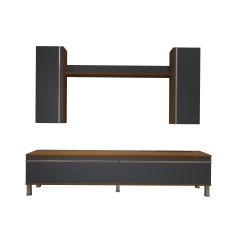 Decoraktiv Eko 7 Mdf Std Krom Ayaklı Tv Ünitesi Tv Sehpası Ceviz - Antrasit