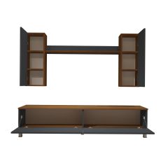 Decoraktiv Eko 7 Mdf Std Krom Ayaklı Tv Ünitesi Tv Sehpası Ceviz - Antrasit