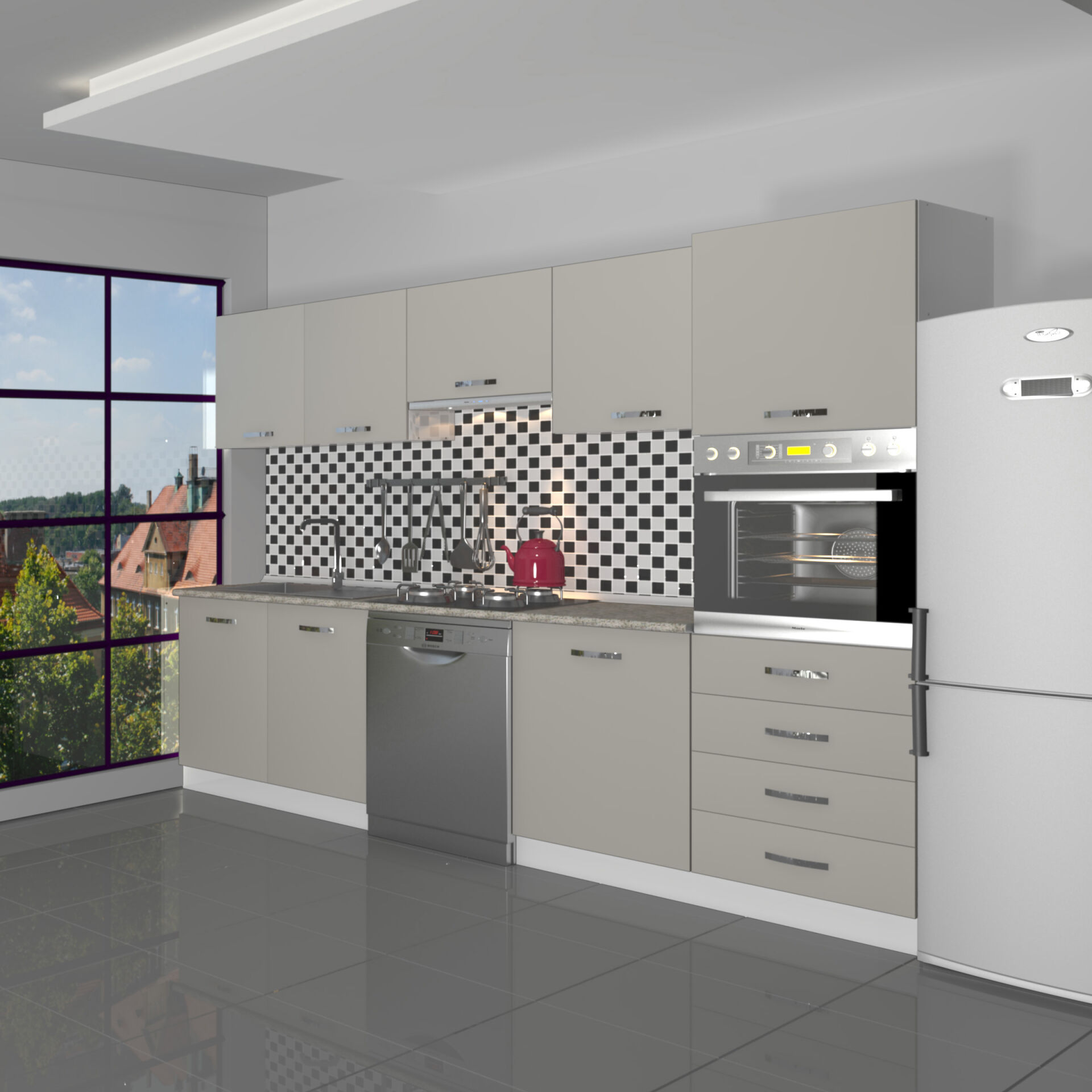 Decoraktiv Elite 280Q Ankastre Boy Dolaplı MDF Hazır Mutfak Dolabı Kumtaşı