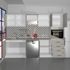 Decoraktiv Elite 280Q Ankastre Boy Dolaplı MDF Hazır Mutfak Dolabı Kumtaşı