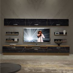 Decoraktiv Trendstyle 8Y Mdf Tv Ünitesi Tv Sehpası Pera - Siyah Mermer