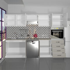 Decoraktiv Elite 280Q Ankastre Boy Dolaplı MDF Hazır Mutfak Dolabı Kumtaşı - Beyaz