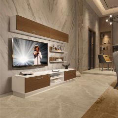 Decoraktiv Eko 5B Slm Dvd Tv Ünitesi Tv Sehpası Beyaz - Ceviz