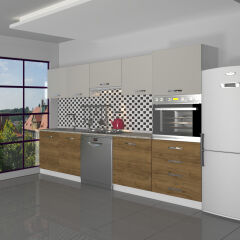 Decoraktiv Elite 280Q Ankastre Boy Dolaplı MDF Hazır Mutfak Dolabı Pera - Kumtaşı