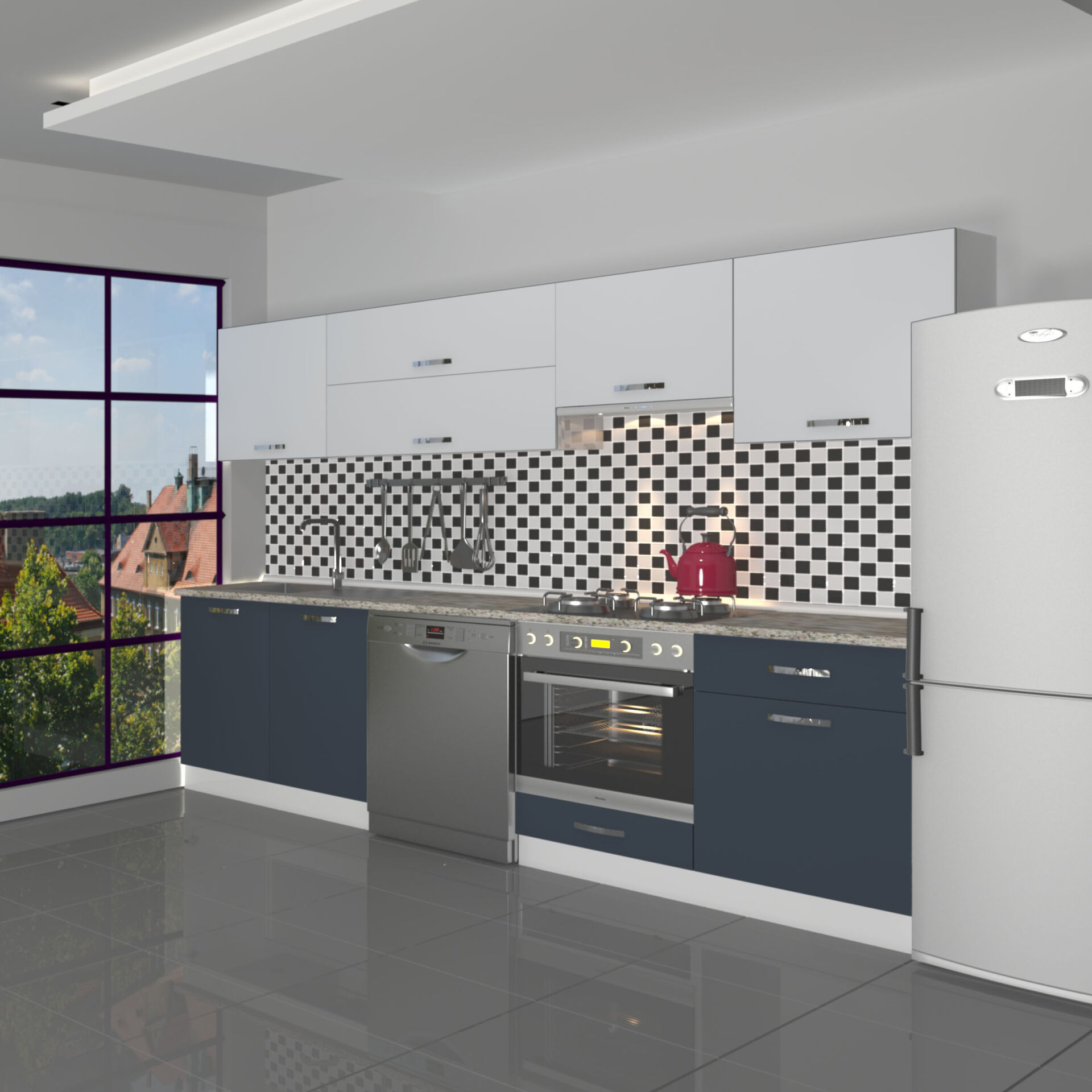 Decoraktiv Elite 280Y Ankastre MDF Hazır Mutfak Dolabı Antrasit - Buz Gri