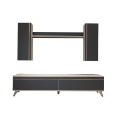 Decoraktiv Eko 7 Mdf Std Retro Tv Ünitesi Tv Sehpası Beyaz - Antrasit