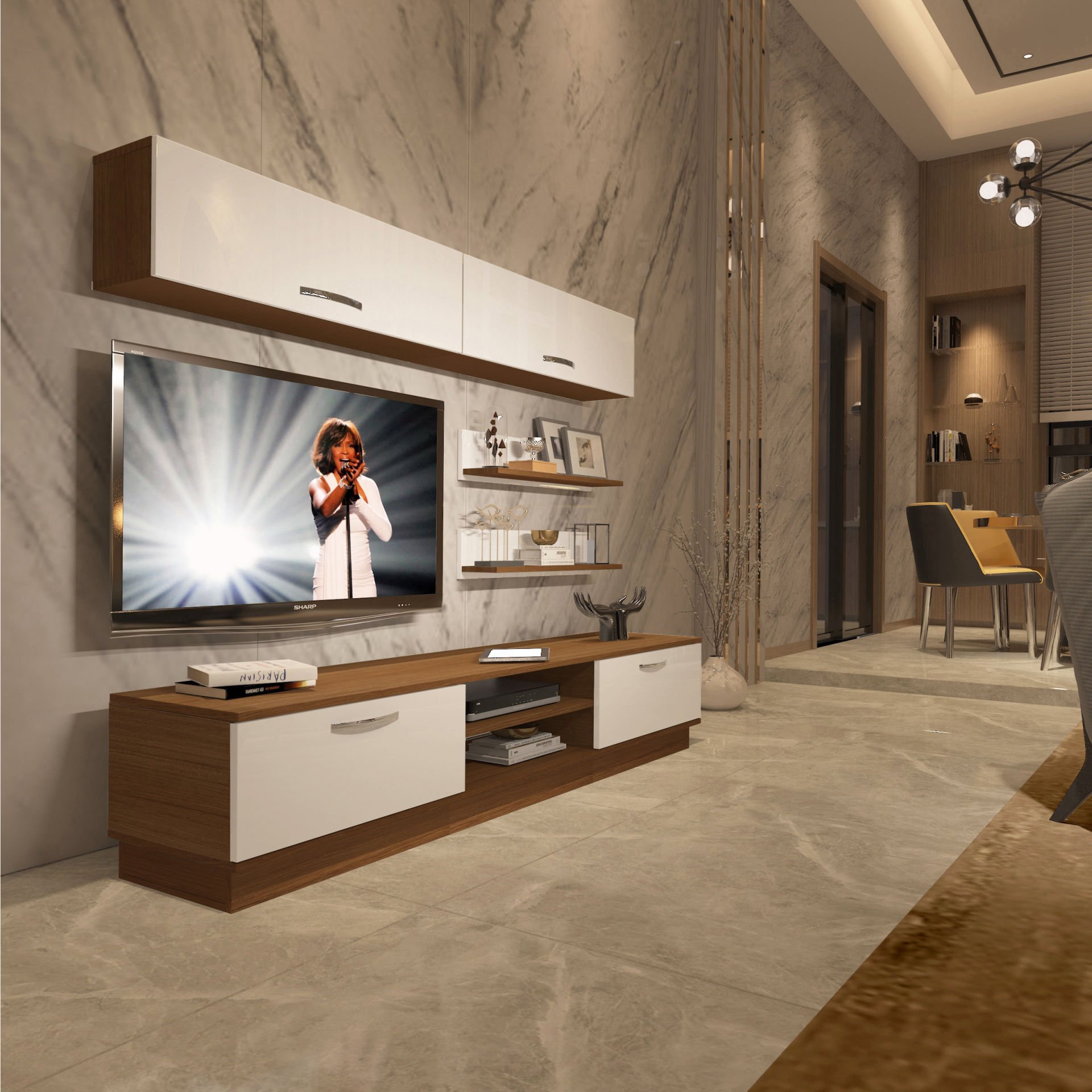 Decoraktiv Eko 5B Slm Dvd Tv Ünitesi Tv Sehpası Ceviz - Beyaz