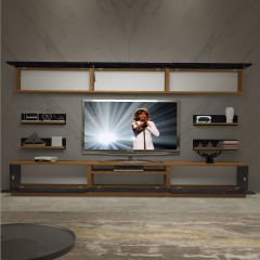Decoraktiv Trendstyle 8Y Mdf Tv Ünitesi Tv Sehpası Ceviz - Siyah Mermer