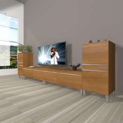 Decoraktiv Eko 9220T Mdf Krom Ayaklı Tv Ünitesi Tv Sehpası Ceviz