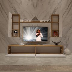 Decoraktiv Eko 5D Mdf Std Tv Ünitesi Tv Sehpası Pera - Beyaz