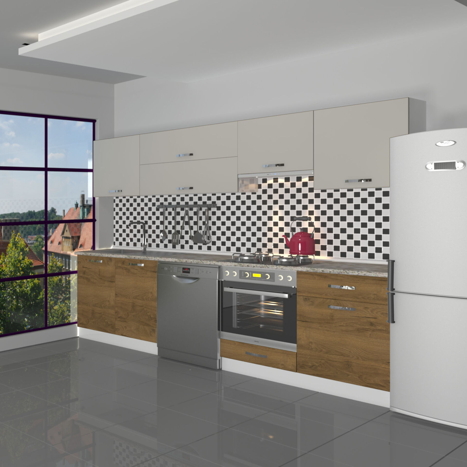 Decoraktiv Elite 280Y Ankastre MDF Hazır Mutfak Dolabı Pera - Kumtaşı