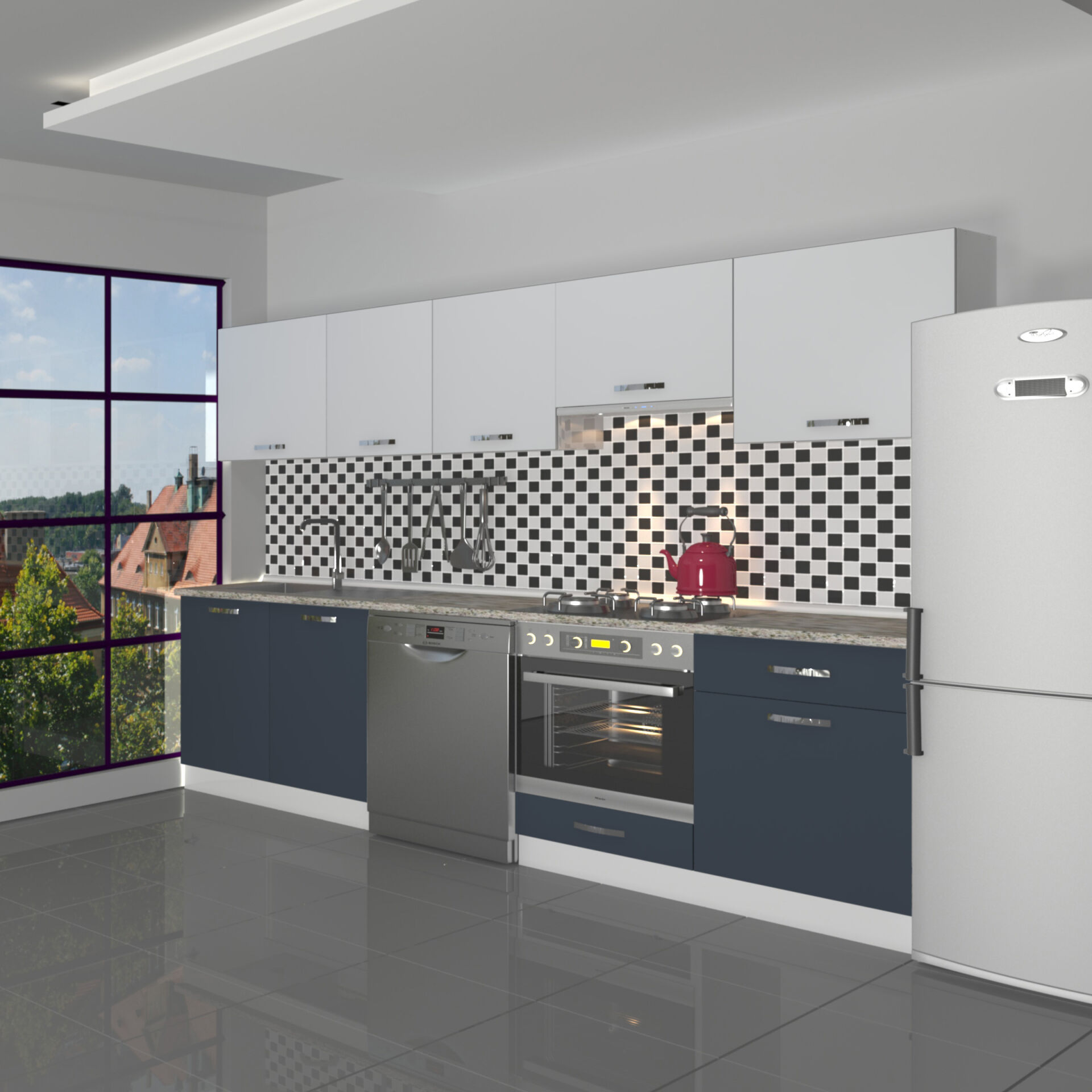 Decoraktiv Elite 280 Ankastre MDF Hazır Mutfak Dolabı Antrasit - Buz Gri
