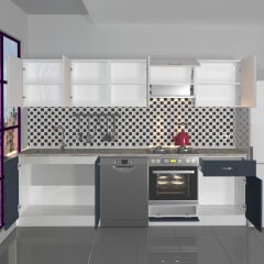 Decoraktiv Elite 280 Ankastre MDF Hazır Mutfak Dolabı Antrasit - Buz Gri