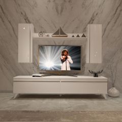 Decoraktiv Eko 7 Mdf Std Retro Tv Ünitesi Tv Sehpası Parlak Beyaz