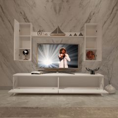 Decoraktiv Eko 7 Mdf Std Retro Tv Ünitesi Tv Sehpası Parlak Beyaz