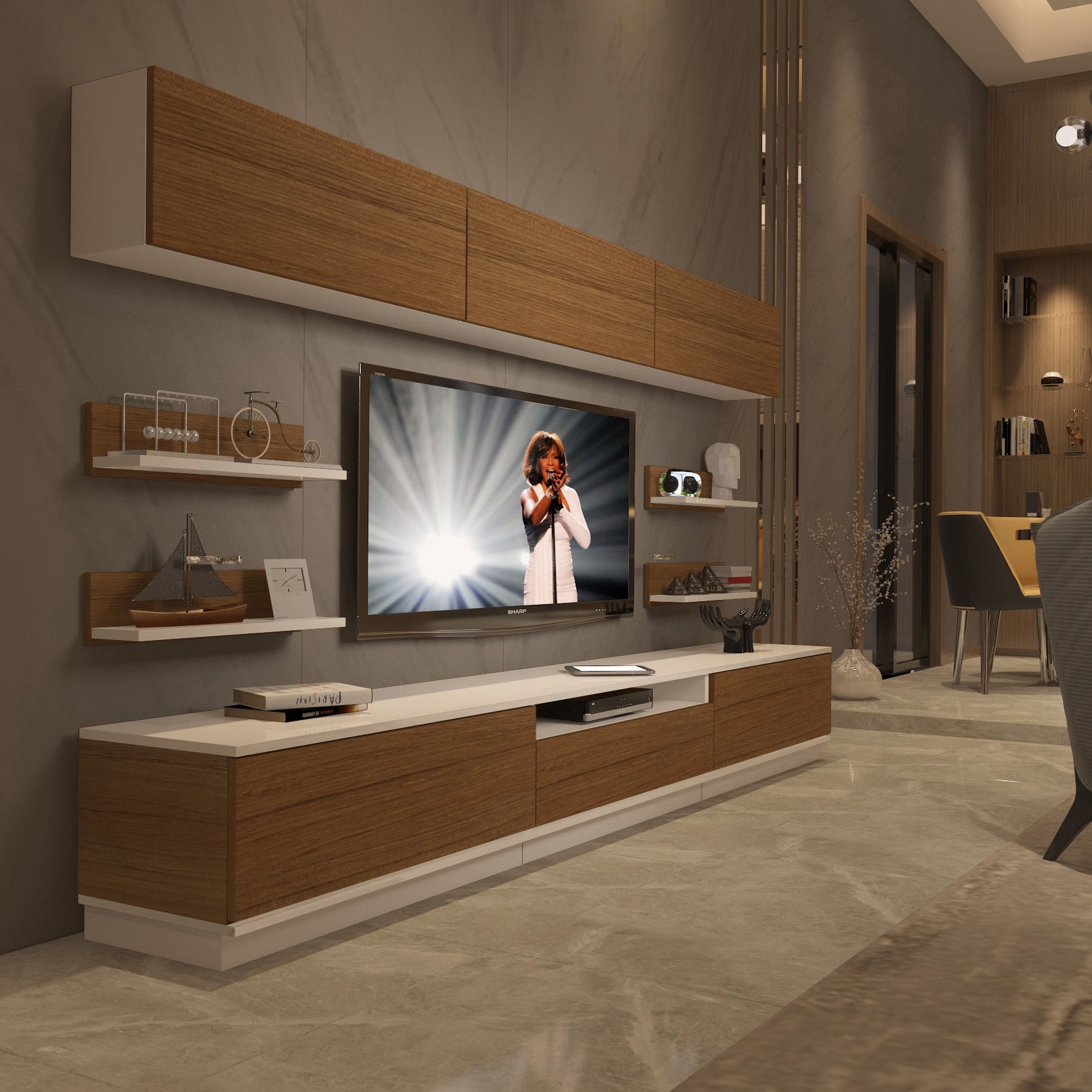 Decoraktiv Trendstyle 8YS Mdf Tv Ünitesi Tv Sehpası Beyaz - Ceviz