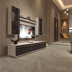 Decoraktiv Eko 5D Mdf Std Tv Ünitesi Tv Sehpası Beyaz - Siyah Mermer