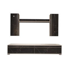Decoraktiv Eko 5D Mdf Std Tv Ünitesi Tv Sehpası Beyaz - Siyah Mermer