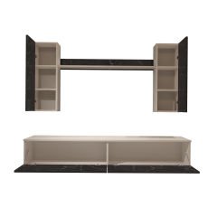 Decoraktiv Eko 5D Mdf Std Tv Ünitesi Tv Sehpası Beyaz - Siyah Mermer