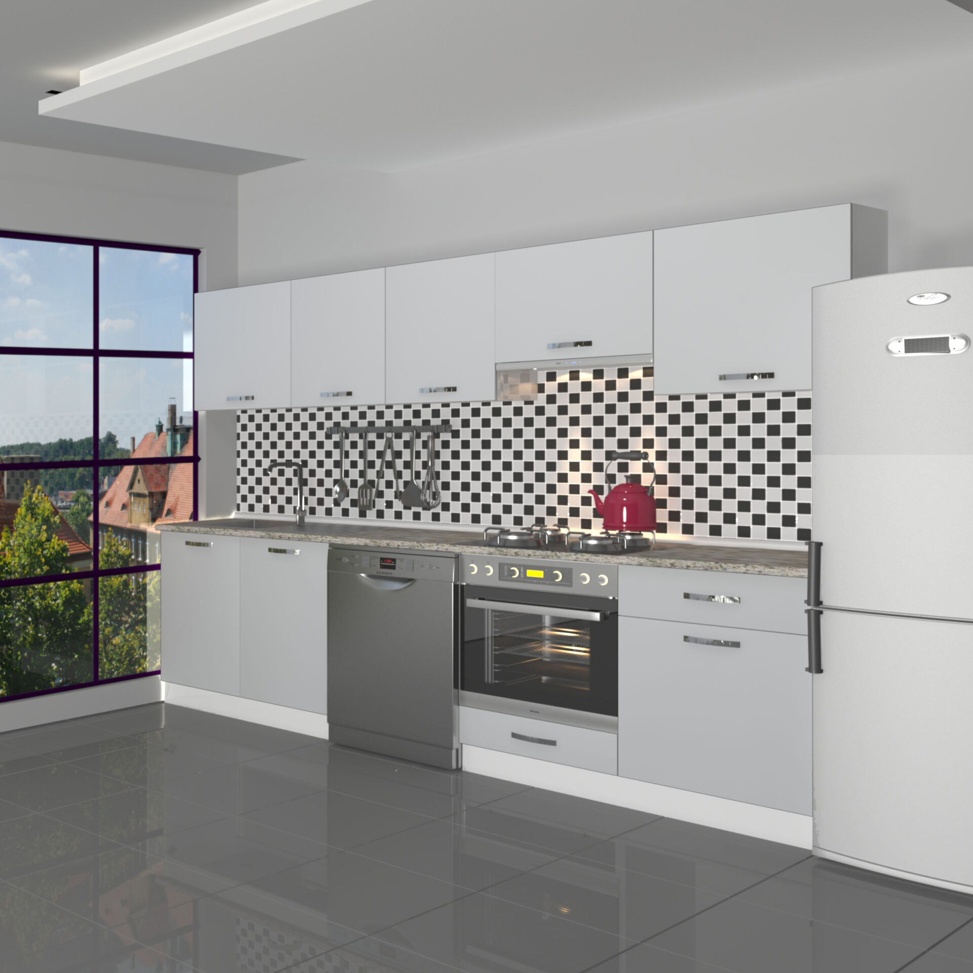 Decoraktiv Elite 280 Ankastre MDF Hazır Mutfak Dolabı Buz Gri