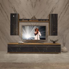 Decoraktiv Eko 5D Mdf Std Tv Ünitesi Tv Sehpası Pera - Siyah Mermer