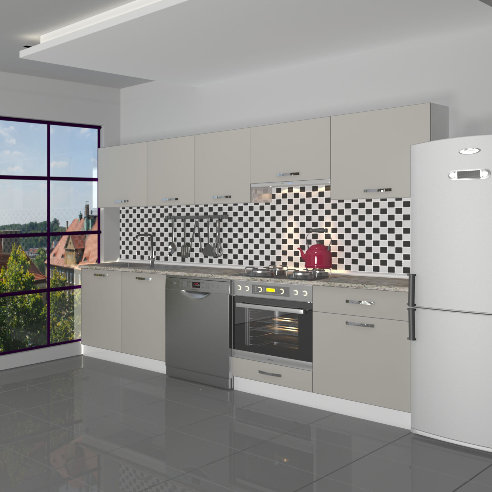 Decoraktiv Elite 280 Ankastre MDF Hazır Mutfak Dolabı Kumtaşı