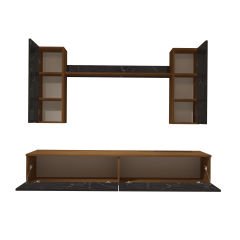 Decoraktiv Eko 5D Mdf Std Tv Ünitesi Tv Sehpası Ceviz - Siyah Mermer