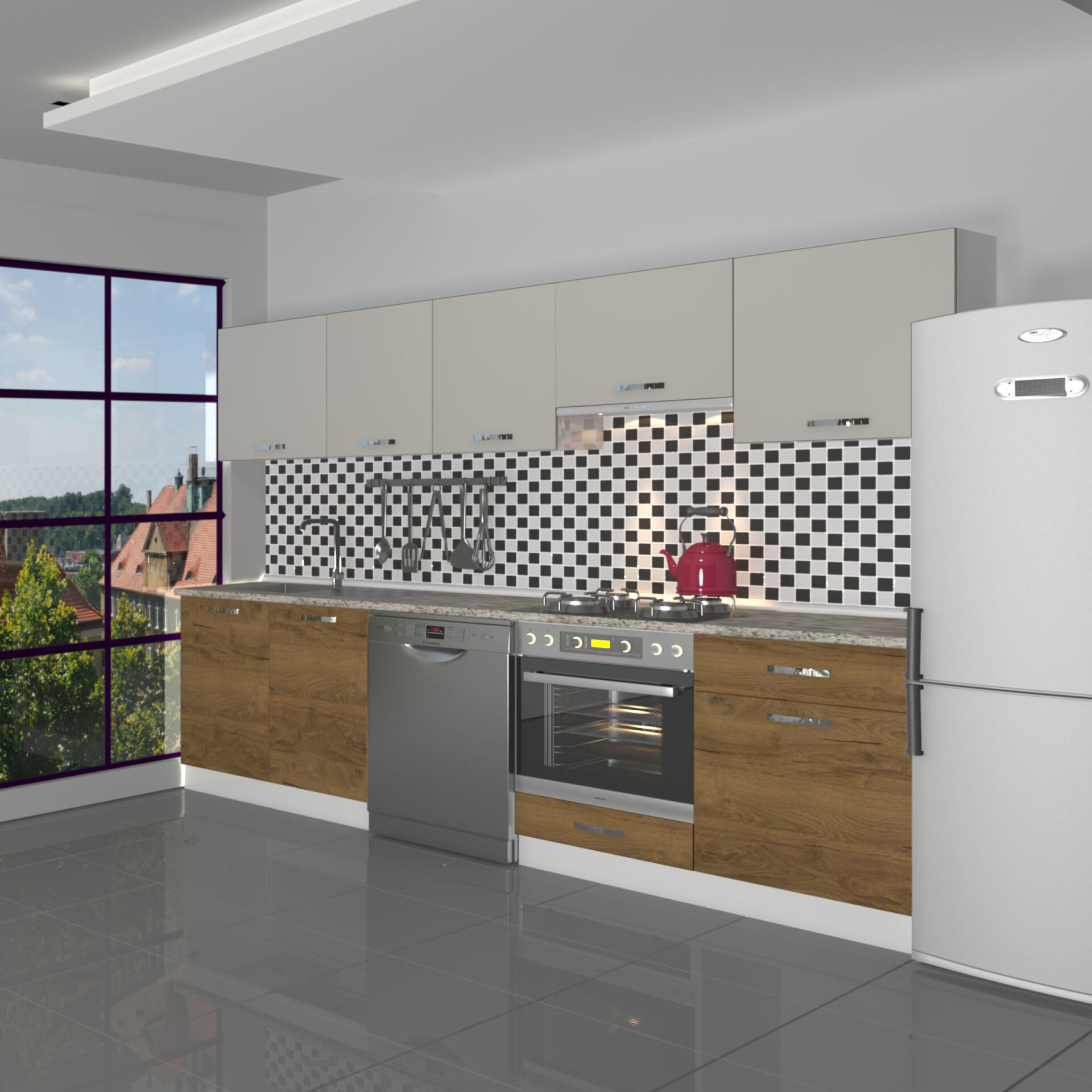 Decoraktiv Elite 280 Ankastre MDF Hazır Mutfak Dolabı Pera - Kumtaşı