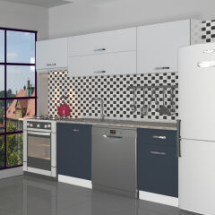 Decoraktiv Elite 220 MDF Hazır Mutfak Dolabı Antrasit - Buz Gri
