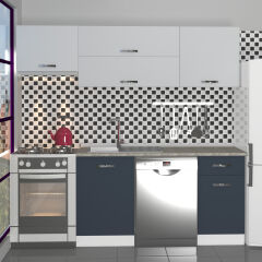 Decoraktiv Elite 220 MDF Hazır Mutfak Dolabı Antrasit - Buz Gri
