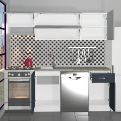 Decoraktiv Elite 220 MDF Hazır Mutfak Dolabı Antrasit - Buz Gri
