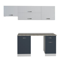 Decoraktiv Elite 220 MDF Hazır Mutfak Dolabı Antrasit - Buz Gri