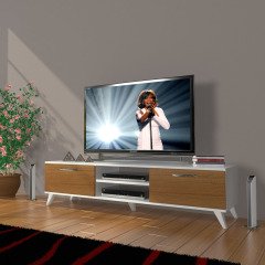Decoraktiv Eko 140 Slm Dvd Retro Tv Ünitesi Tv Sehpası Beyaz - Ceviz