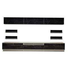 Decoraktiv Trendstyle 8YS Mdf Tv Ünitesi Tv Sehpası Beyaz - Siyah Mermer