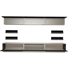 Decoraktiv Trendstyle 8YS Mdf Tv Ünitesi Tv Sehpası Beyaz - Siyah Mermer
