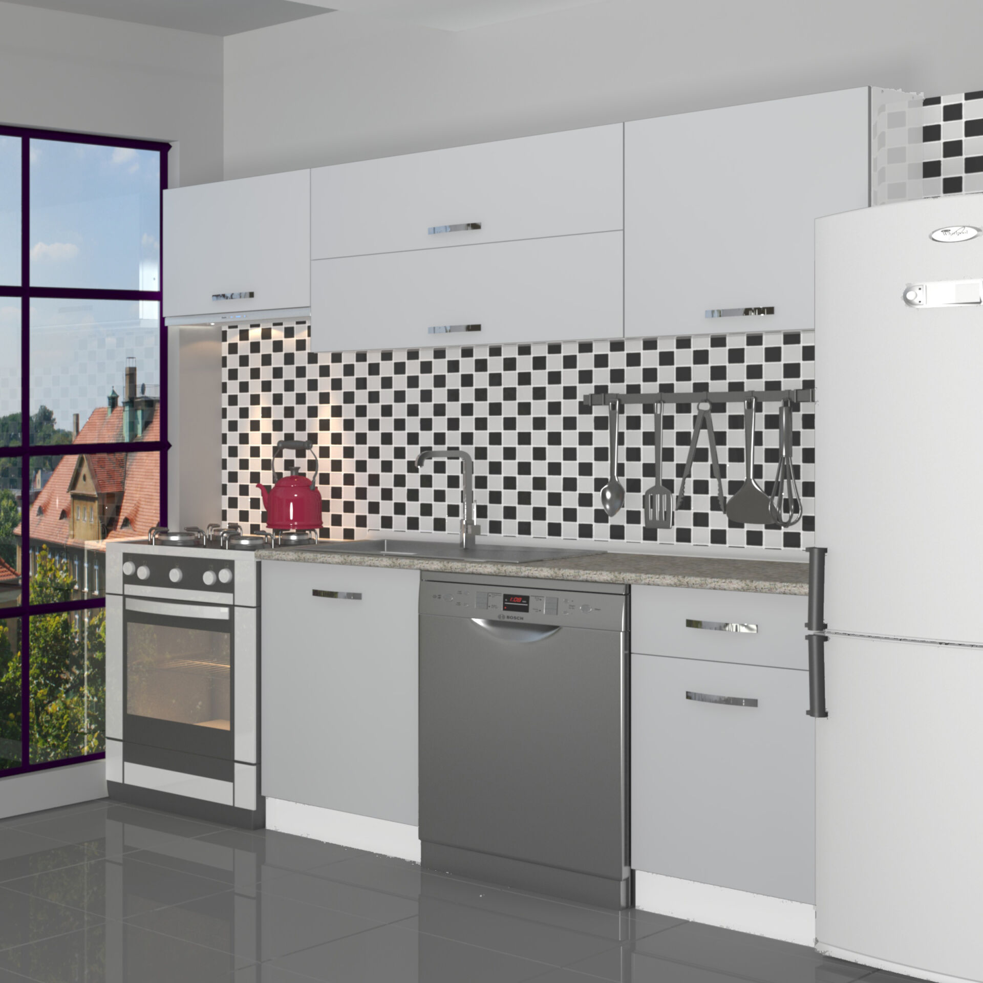 Decoraktiv Elite 220 MDF Hazır Mutfak Dolabı Buz Gri