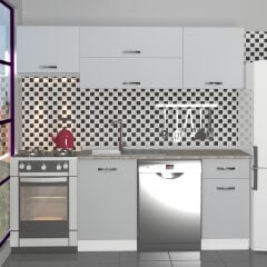 Decoraktiv Elite 220 MDF Hazır Mutfak Dolabı Buz Gri