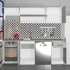 Decoraktiv Elite 220 MDF Hazır Mutfak Dolabı Buz Gri