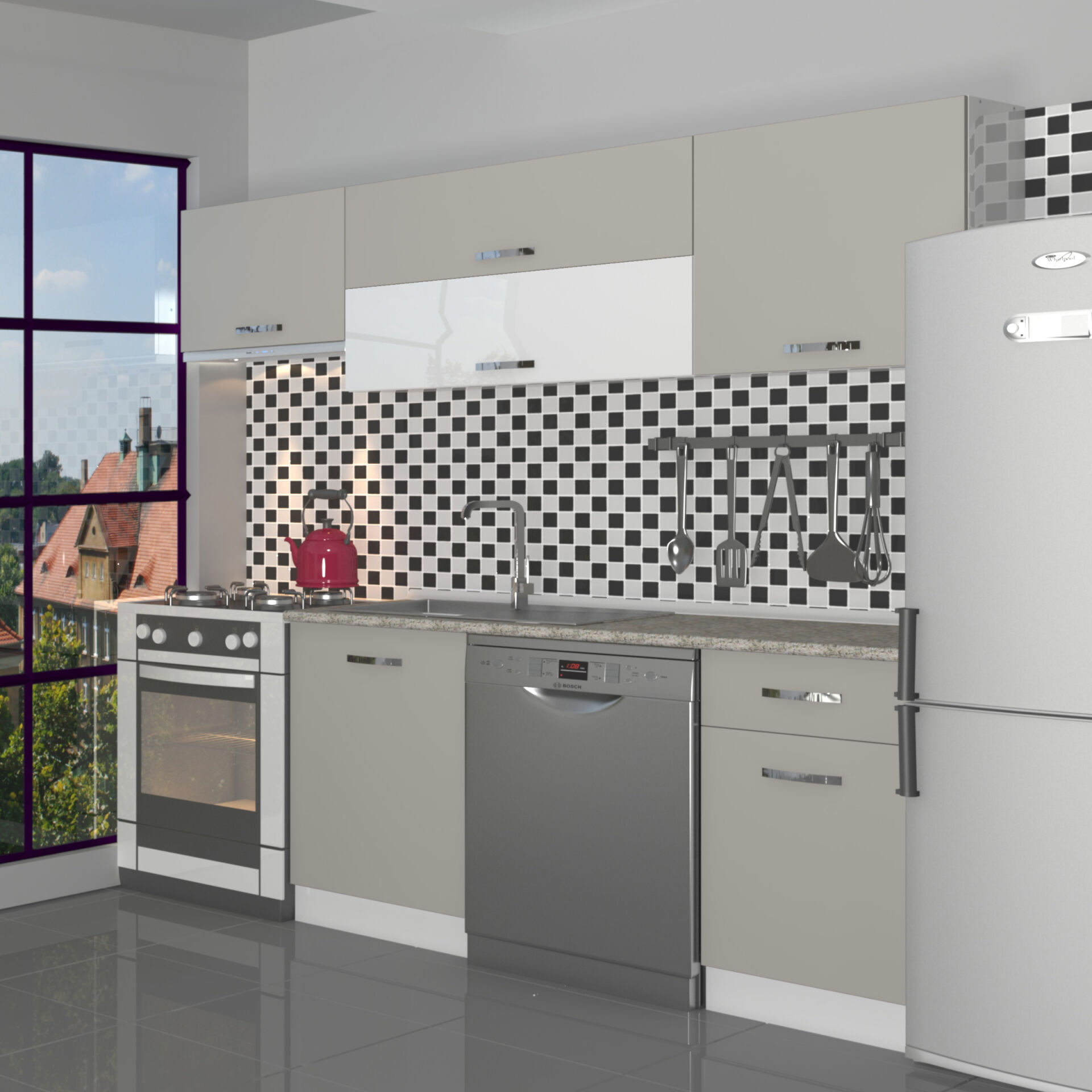 Decoraktiv Elite 220 MDF Hazır Mutfak Dolabı Kumtaşı