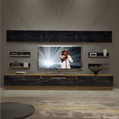 Decoraktiv Trendstyle 8YS Mdf Tv Ünitesi Tv Sehpası Pera - Siyah Mermer