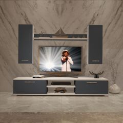 Decoraktiv Eko 7 Mdf Dvd Tv Ünitesi Tv Sehpası Beyaz - Antrasit