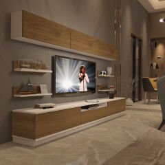 Decoraktiv Trendstyle 8YS Mdf Tv Ünitesi Tv Sehpası Beyaz - Pera