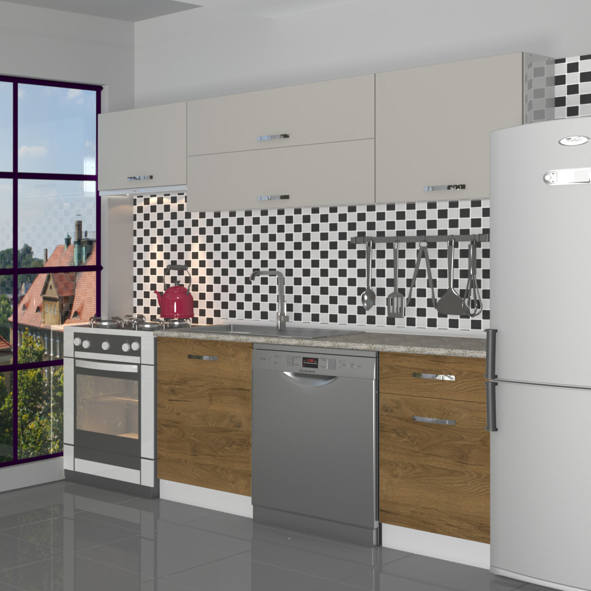 Decoraktiv Elite 220 MDF Hazır Mutfak Dolabı Pera - Kumtaşı